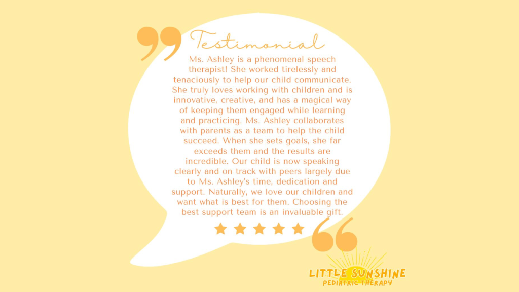 Little Sunshine Pediatric Therapy, LLC Client Tesitmonials & Reviews